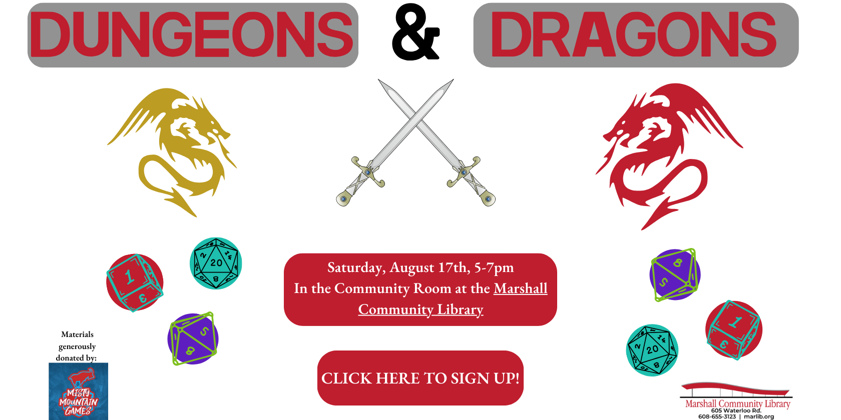 DnD night: Saturday, August 17th, 5 - 7 PM