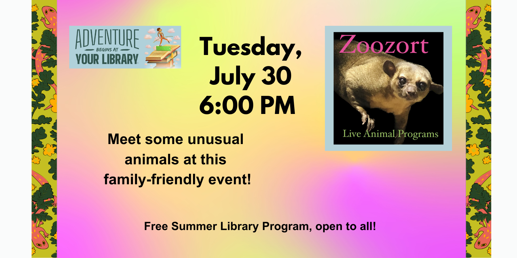 ZooZort - Tuesday, July 30th, 5 PM - 7PM