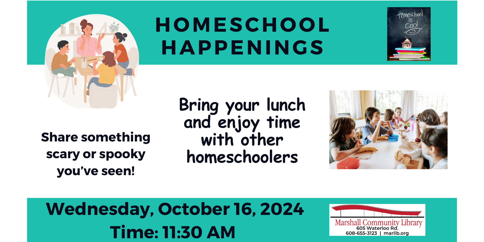 Homeschool Happenings- Wednesday, October 16, 2024 @ 11:30 AM