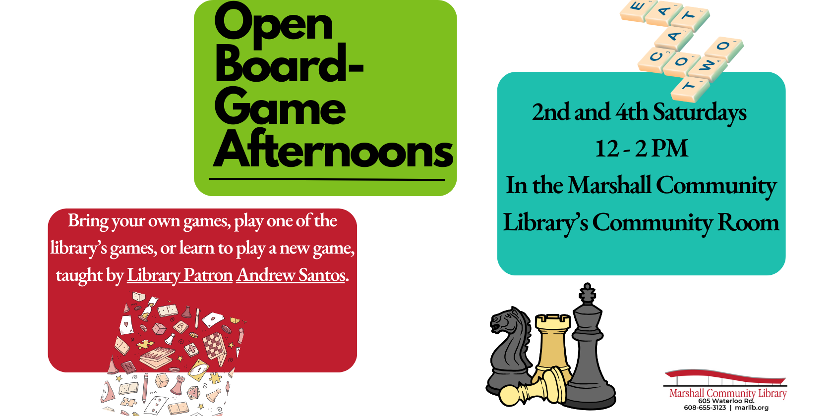 Open Board Game Afternoons - 2nd and 4th Saturdays, Noon - 2 pm